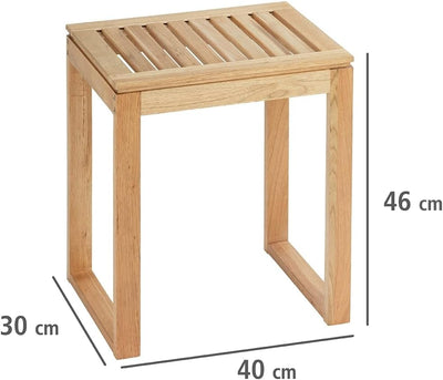 WENKO Hocker Norway, warm akzentuierter quadratischer Badhocker, hochwertiger Wohnhocker mit Klarlac