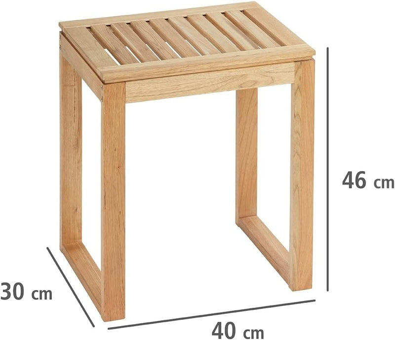 WENKO Hocker Norway, warm akzentuierter quadratischer Badhocker, hochwertiger Wohnhocker mit Klarlac