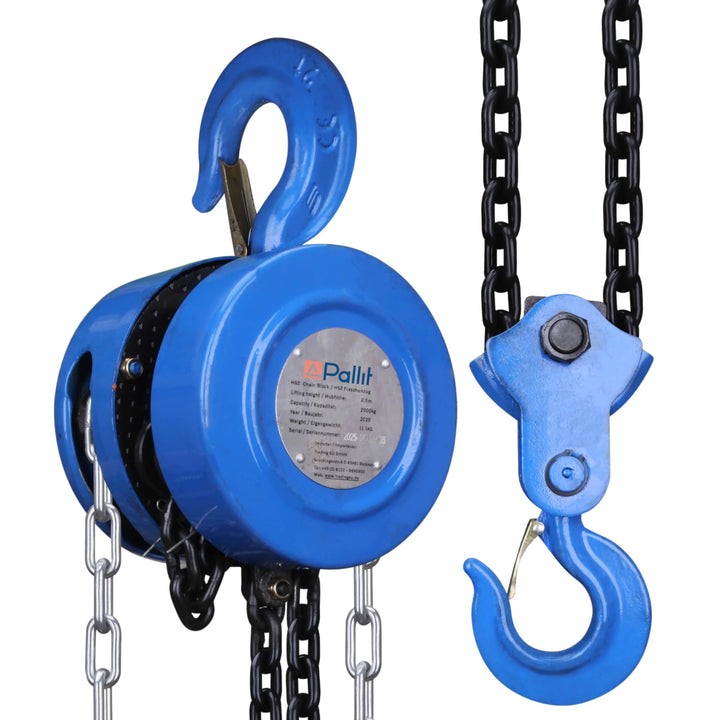 Pallit Flaschenzug CHAIN-M | 2000 kg Tragkraft | 2,5 m Hubhöhe | robuste Stahlkette | Seilzug mit 36