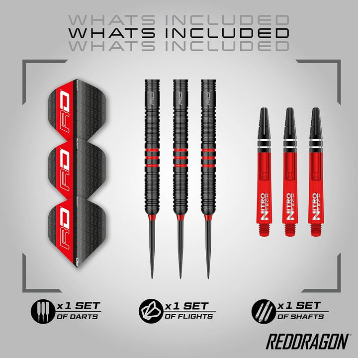RED DRAGON Milano RS 21g, 22g, 23g, 24g oder 26g Tungsten Darts mit Flights und Schäfte 24.0 Gramm,