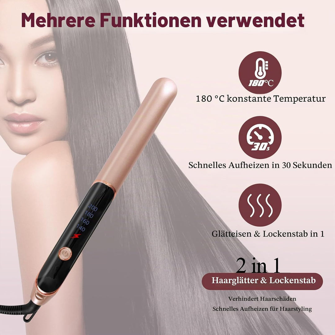 Negativionen-Haarglätter, 2-in-1-Haarglätter und Lockenwickler, 30S-Schnellheiz-Flacheisen-Werkzeug,