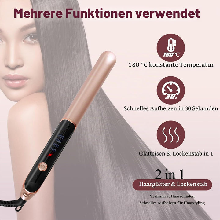 Negativionen-Haarglätter, 2-in-1-Haarglätter und Lockenwickler, 30S-Schnellheiz-Flacheisen-Werkzeug,
