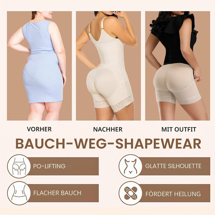 YIANNA Shapewear Damen Bauchweg Stark Formend Hohe Kompression Body Shaper Bodysuit Miederbody Fajas