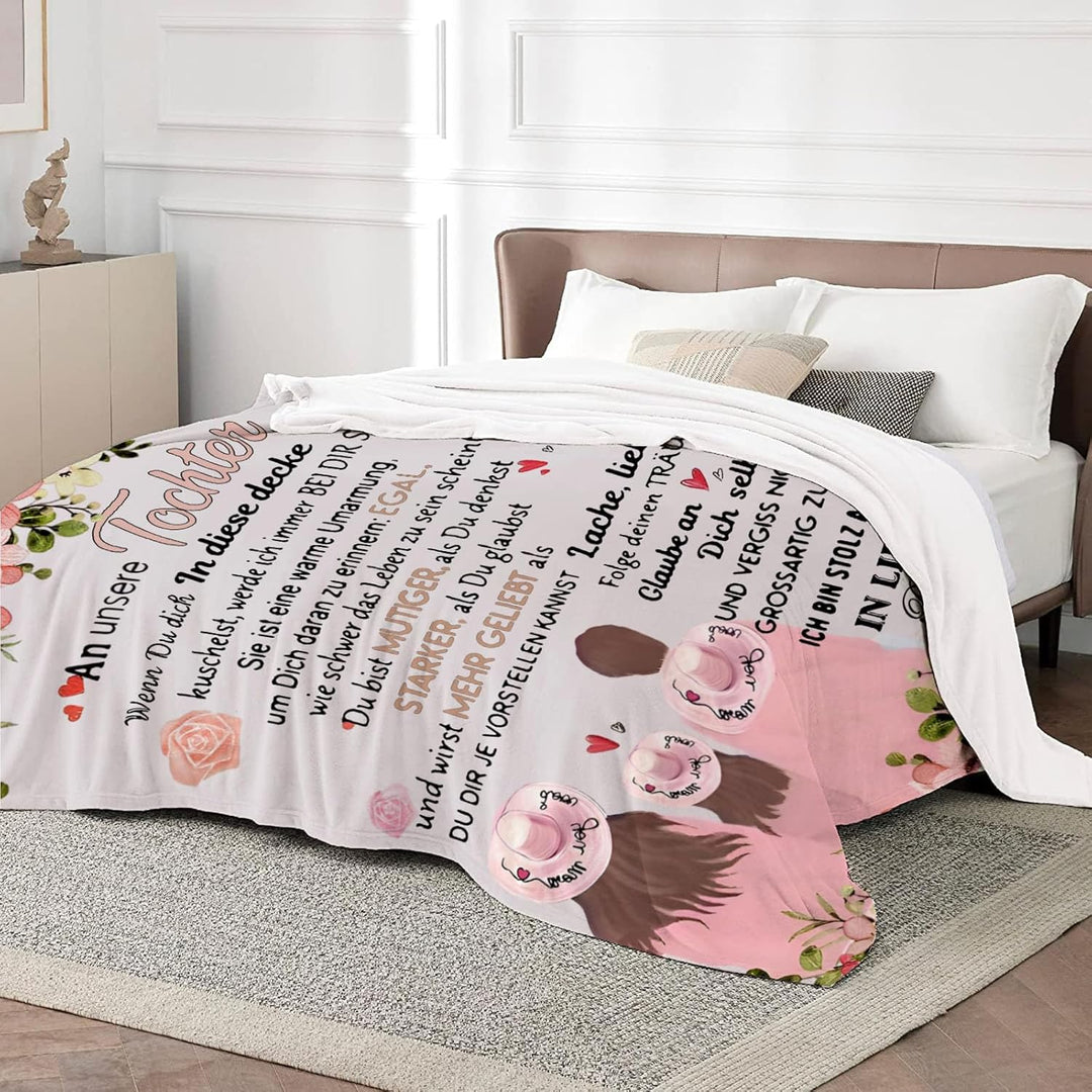 Personalisierte Kuscheldecke An unsere Tochter von Eltern, Mama und Papa zu Positive Ermutigung und