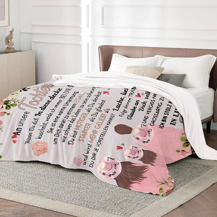 Personalisierte Kuscheldecke An unsere Tochter von Eltern, Mama und Papa zu Positive Ermutigung und