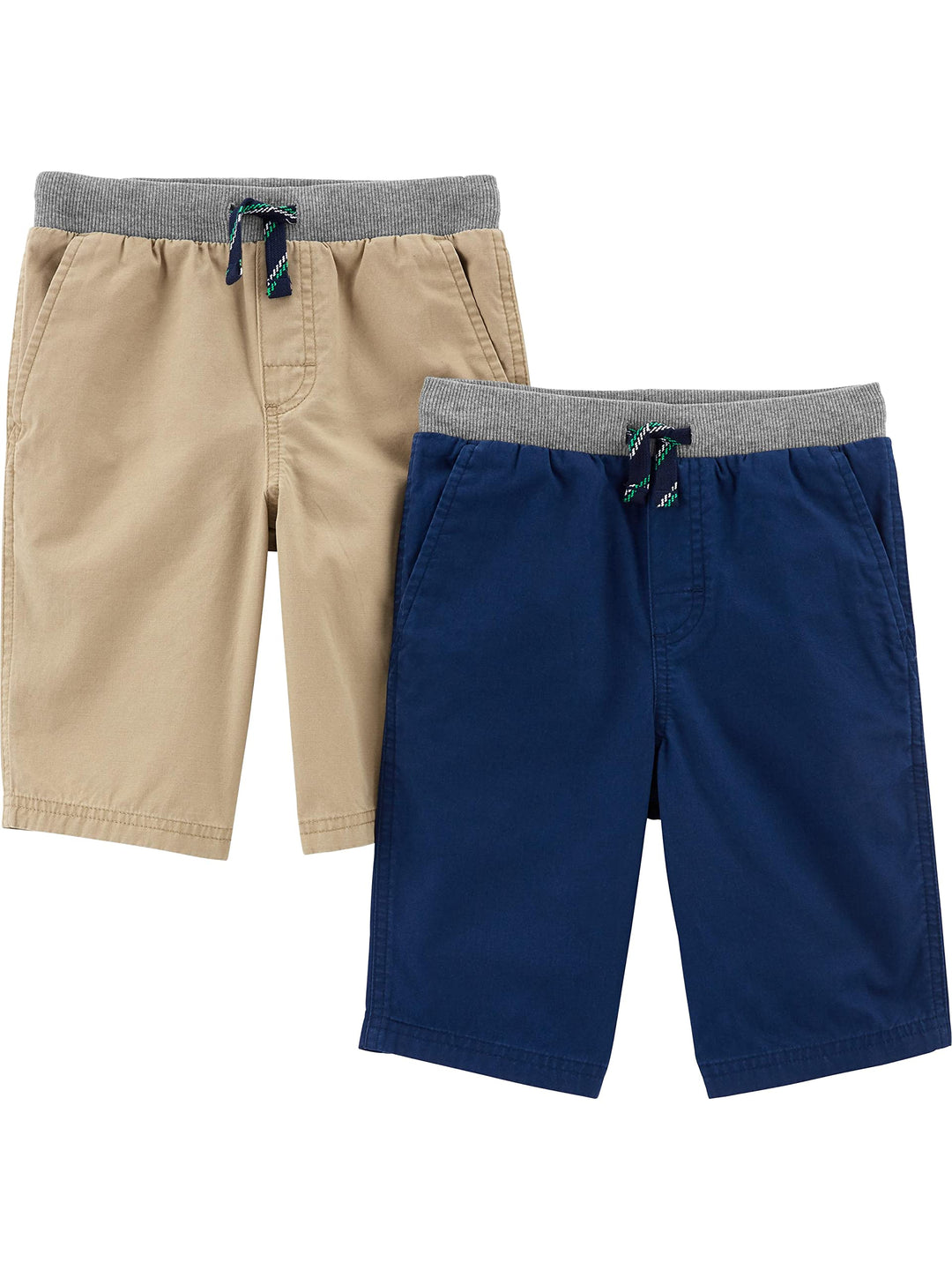 Simple Joys by Carter's Baby-Jungen Short (2er Pack) 2 Jahre Helles Khakibraun/Marineblau, 2 Jahre H