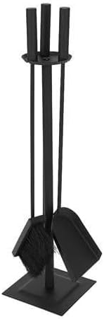 Kaminbesteck Kaminzubehör Set Kaminwerkzeug Ofenbesteck Schwarz 4-in-1-Set mit Besen, Schaufel, Eise