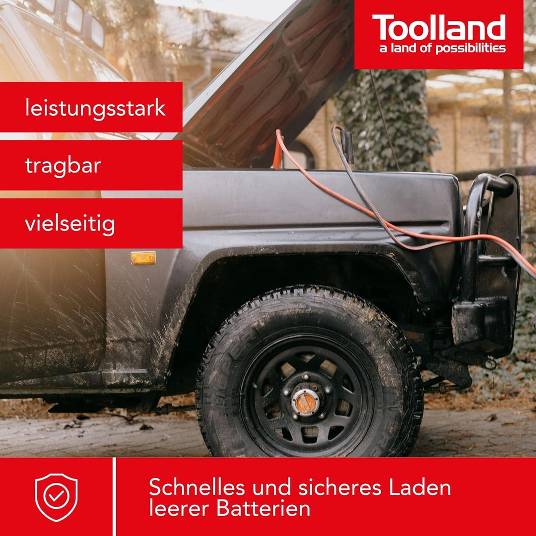 Toolland Kfz Booster, Batterie Ladegerät Motorrad, Batterie Ladegerät 12/24 V mit Starthilfe, Batter