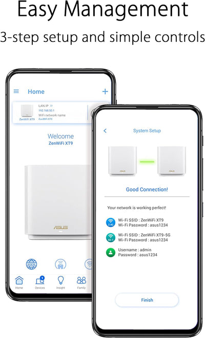 ASUS ZenWiFi XT9 AX7800 2er Set Weiss kombinierbarer Router (Tethering als 4G und 5G Router-Ersatz,
