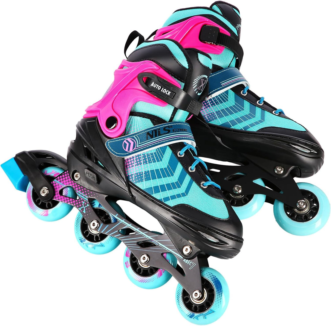 Nils Extreme 4-In-1 Inliner Eishockey Devin, Farbe:Schwarz-Violett, Grösse:S(29-33)