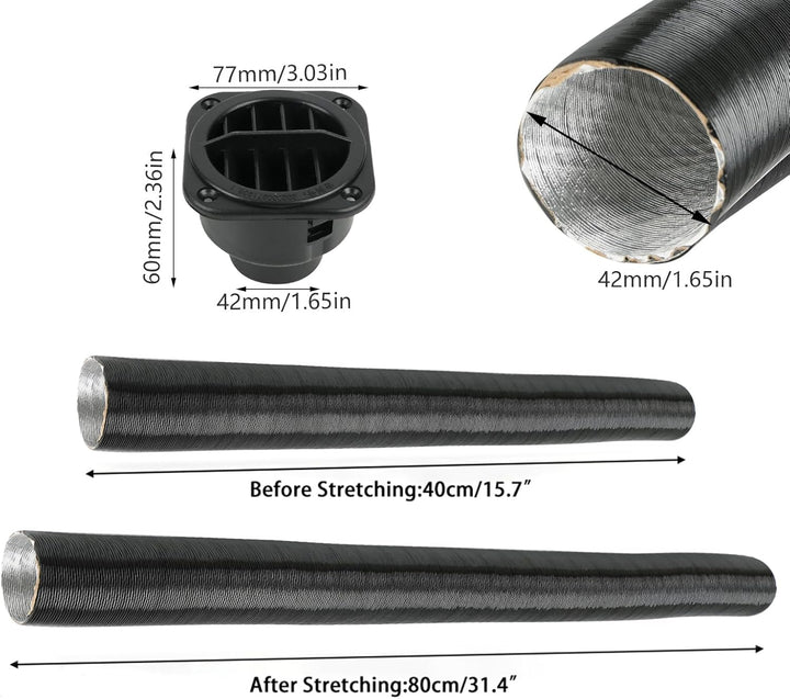 4 x 42 mm Auto Heizrohr Autoluftheizer Zubehör Warmluftauslass Entlüftungsschlauch Clips Set für Luf