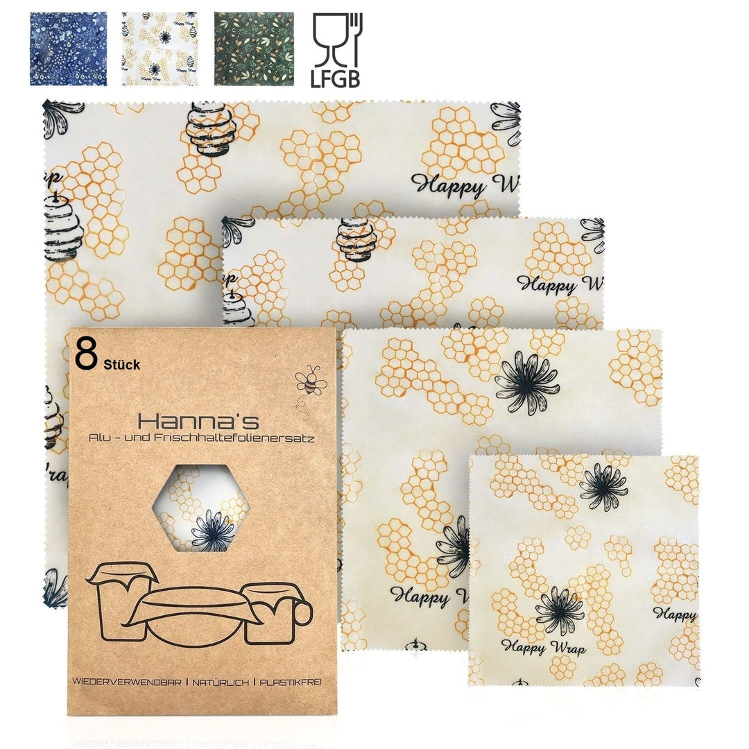8er Set Bienenwachstücher für Lebensmittel I Beeswax Wrap I Bienenwachstuch I Wachstuch I Wiederverw