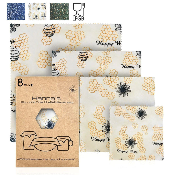8er Set Bienenwachstücher für Lebensmittel I Beeswax Wrap I Bienenwachstuch I Wachstuch I Wiederverw