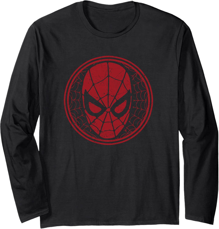 Marvel Spider-Man Circle Web Center Chest Logo Langarmshirt