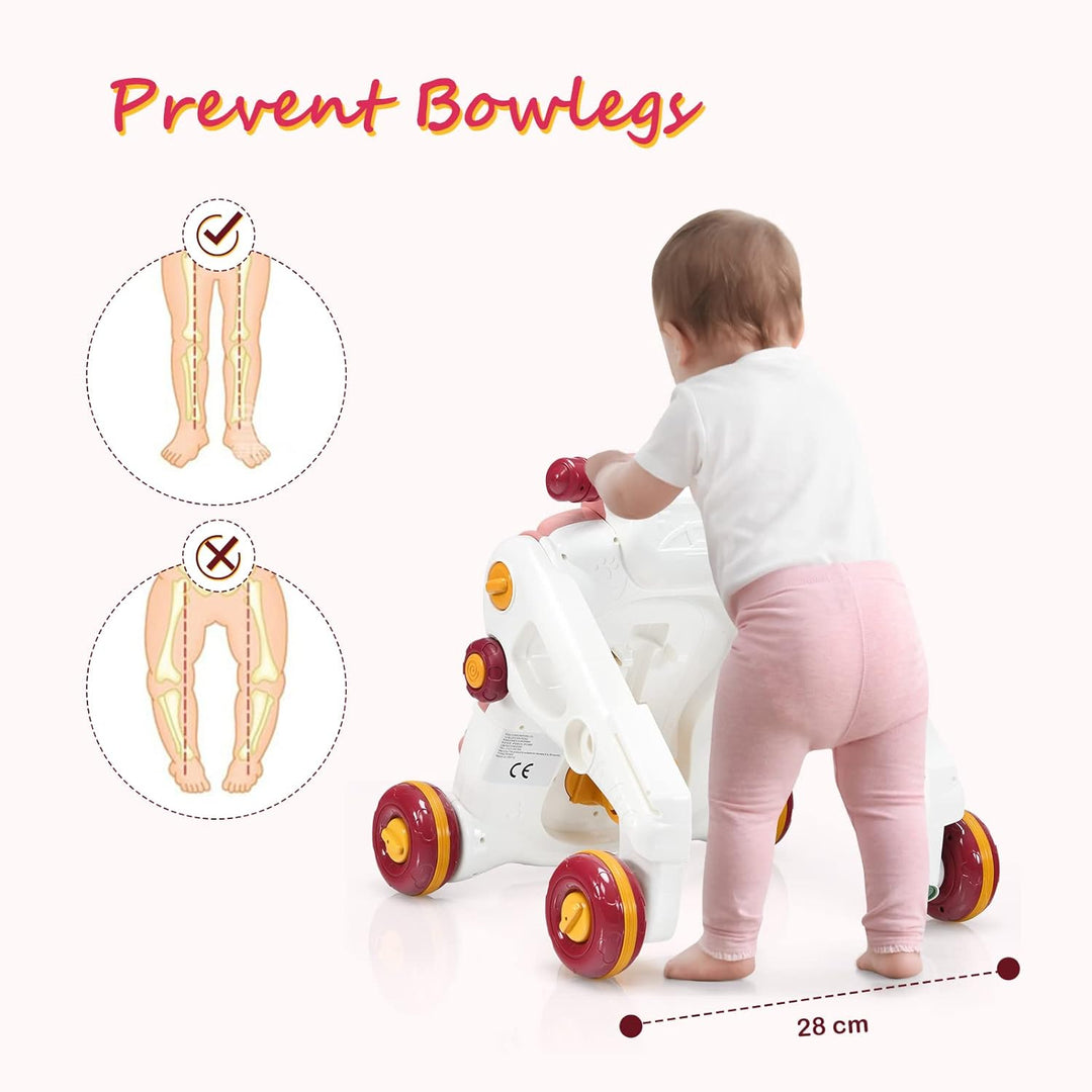 LIFEZEAL 3 in 1 Lauflernwagen, Baby Lauflernhilfe mit Spielbrett, Baby Walker mit Musik- & Spielfunk