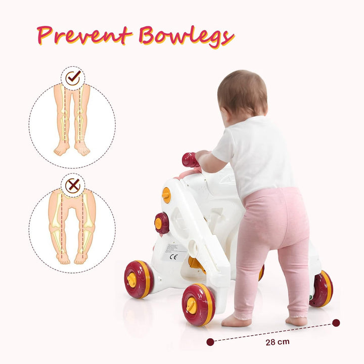 LIFEZEAL 3 in 1 Lauflernwagen, Baby Lauflernhilfe mit Spielbrett, Baby Walker mit Musik- & Spielfunk