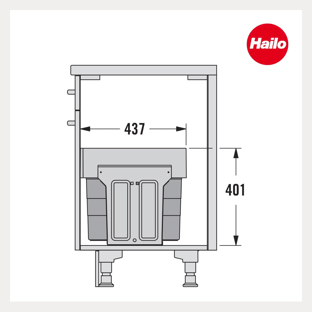 Hailo Abfallsammler 3666901 | 2x 13 L Swing Tandem | Mülltrennungssystem | Einbau-Abfalleimer inkl.