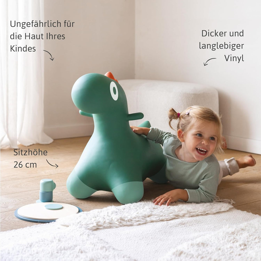 Quut Hoppi Dino Springen – Aufblasbares Gartenspielzeug für Kinder – Robustes Spielzeug für Draussen