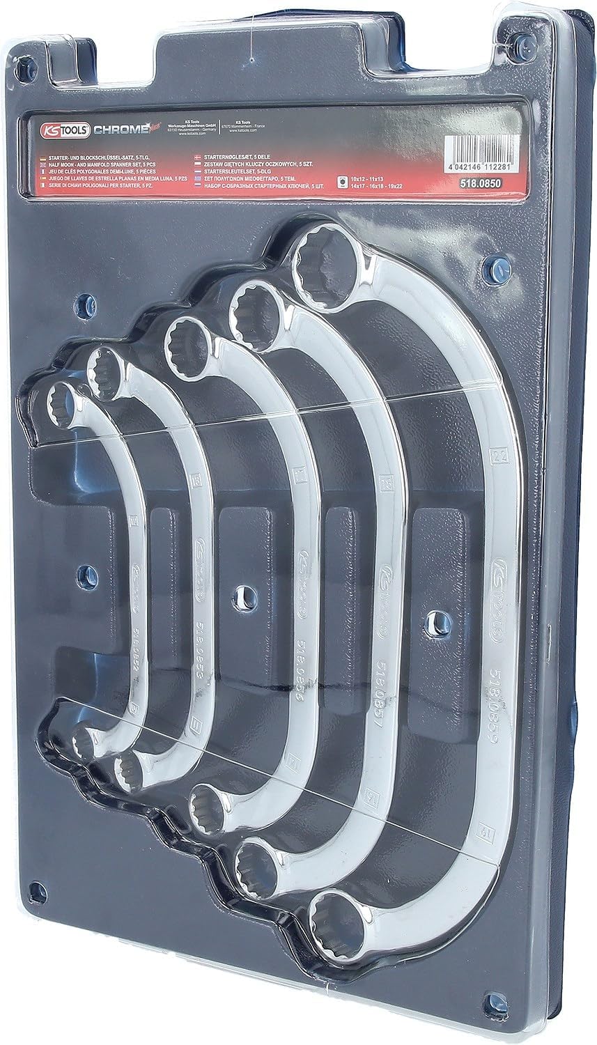 KS Tools 518.0850 CHROMEplus Starter- und Blockschlüssel-Satz, 5-tlg.