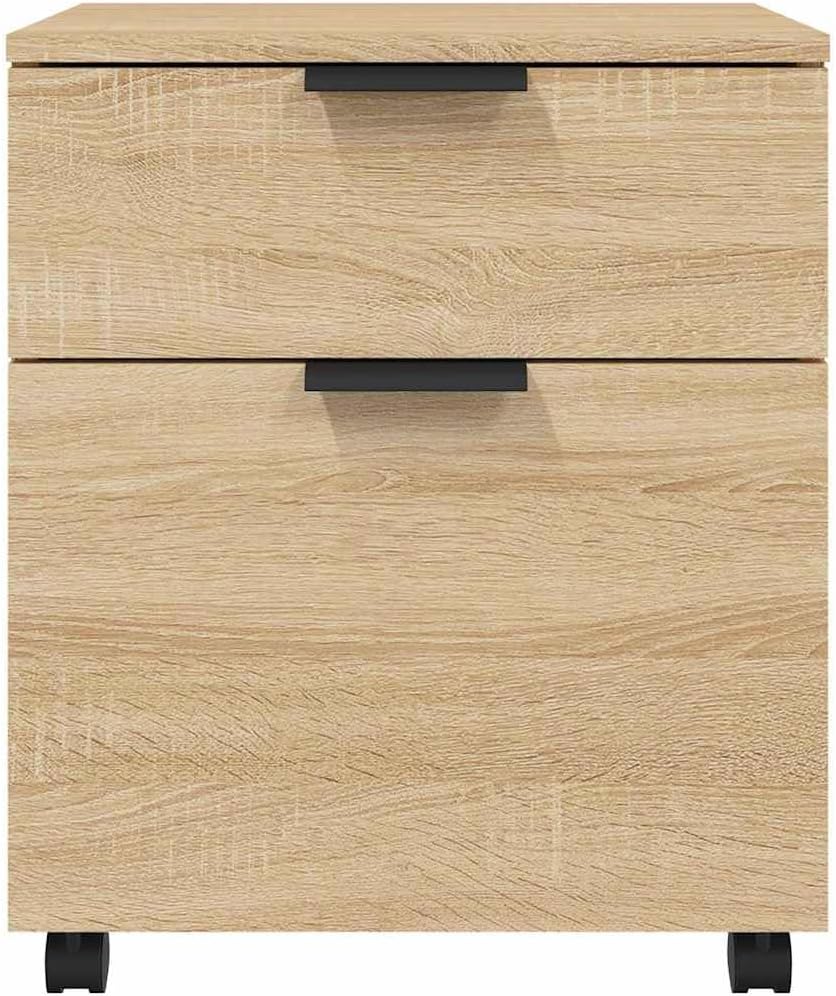 vidaXL Mobiler Aktenschrank mit Rollen Sonoma-Eiche 45x38x54 cm, Schreibtischschrank, Schreibtischor