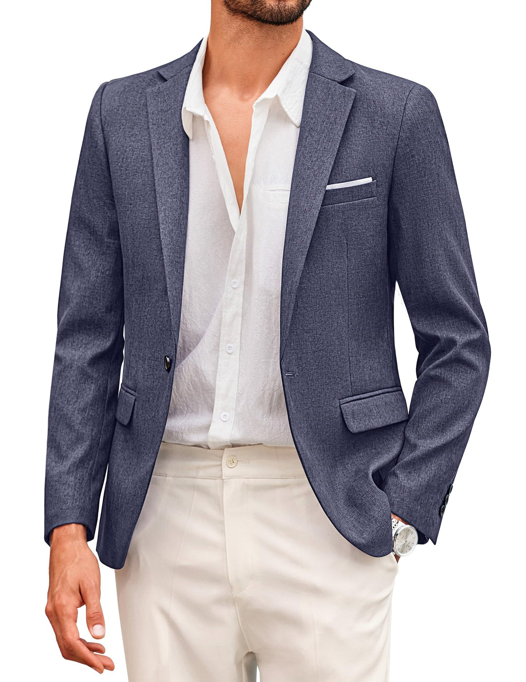 COOFANDY Herren Sakko Sportlich Modern Freizeit Blazer Jackett 1 Knopf Business Anzugjacke Regular F