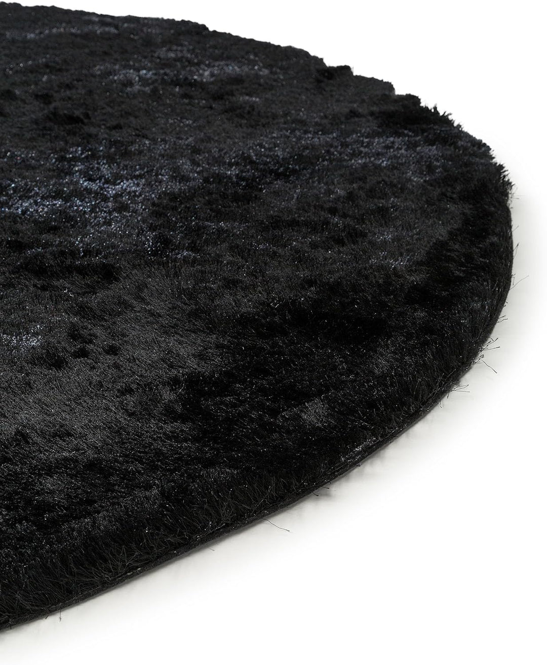 Benuta Shaggy Hochflor Teppich Whisper Schwarz ø 80 cm Rund | Langflor Teppich für Schlafzimmer und