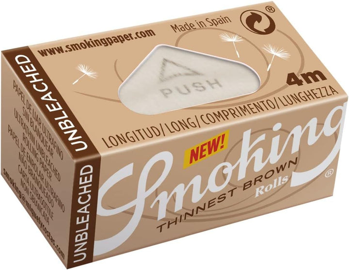 Smoking Thinnest Brown Rolls Unbleached 24 Rolls a 4 m