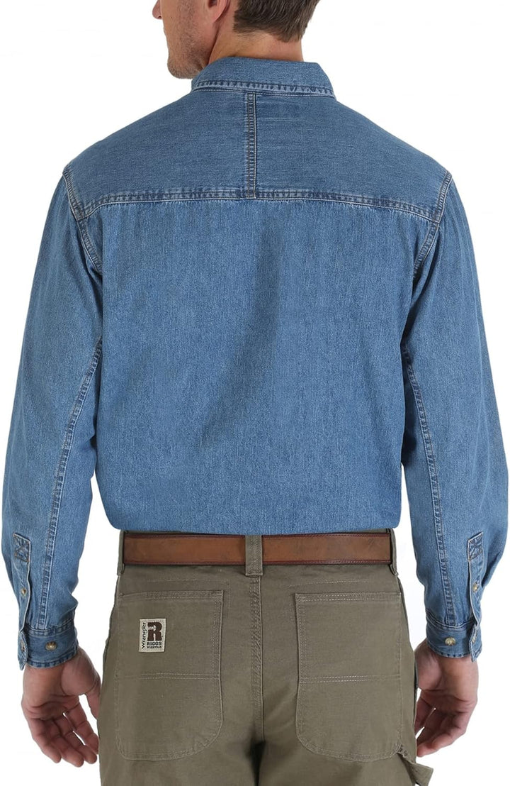 Wrangler Herren Riggs Workwear Logger Twill Langarm Arbeitshemd, Antik-marineblau