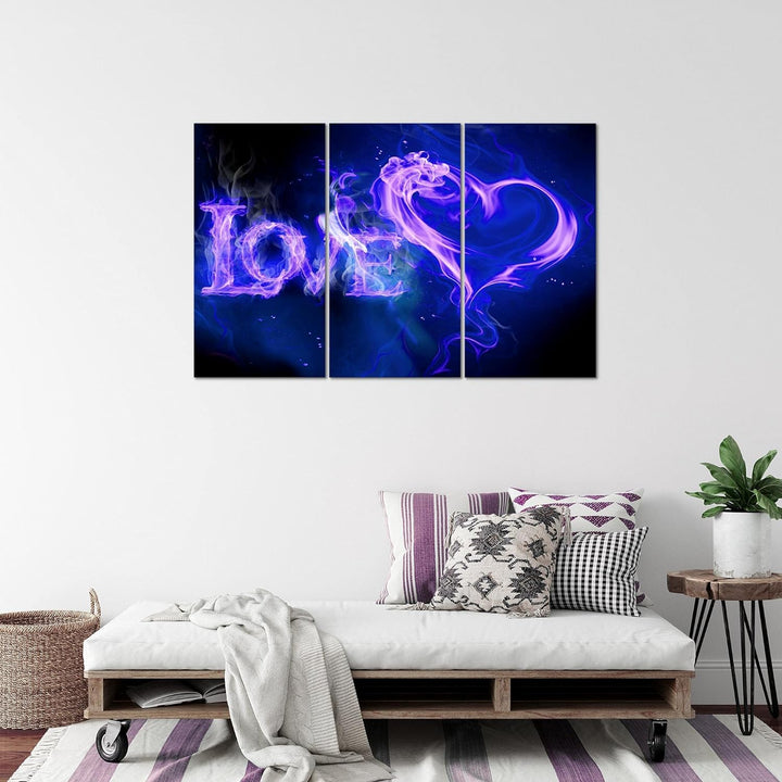 Runa Art Wandbilder Abstrakt Feuer Love Bild XXL Wohnzimmer Schlafzimmer Blau Lila Romantisch 120 x