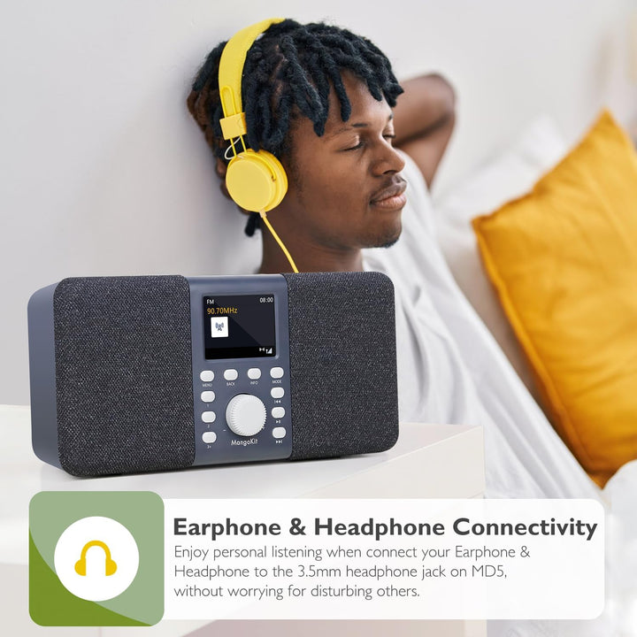 MangoKit MD5 Stereo DAB Radio mit Bluetooth,DAB Plus Radio,Digitalradio,UKW Radio,Tragbares Dab Radi