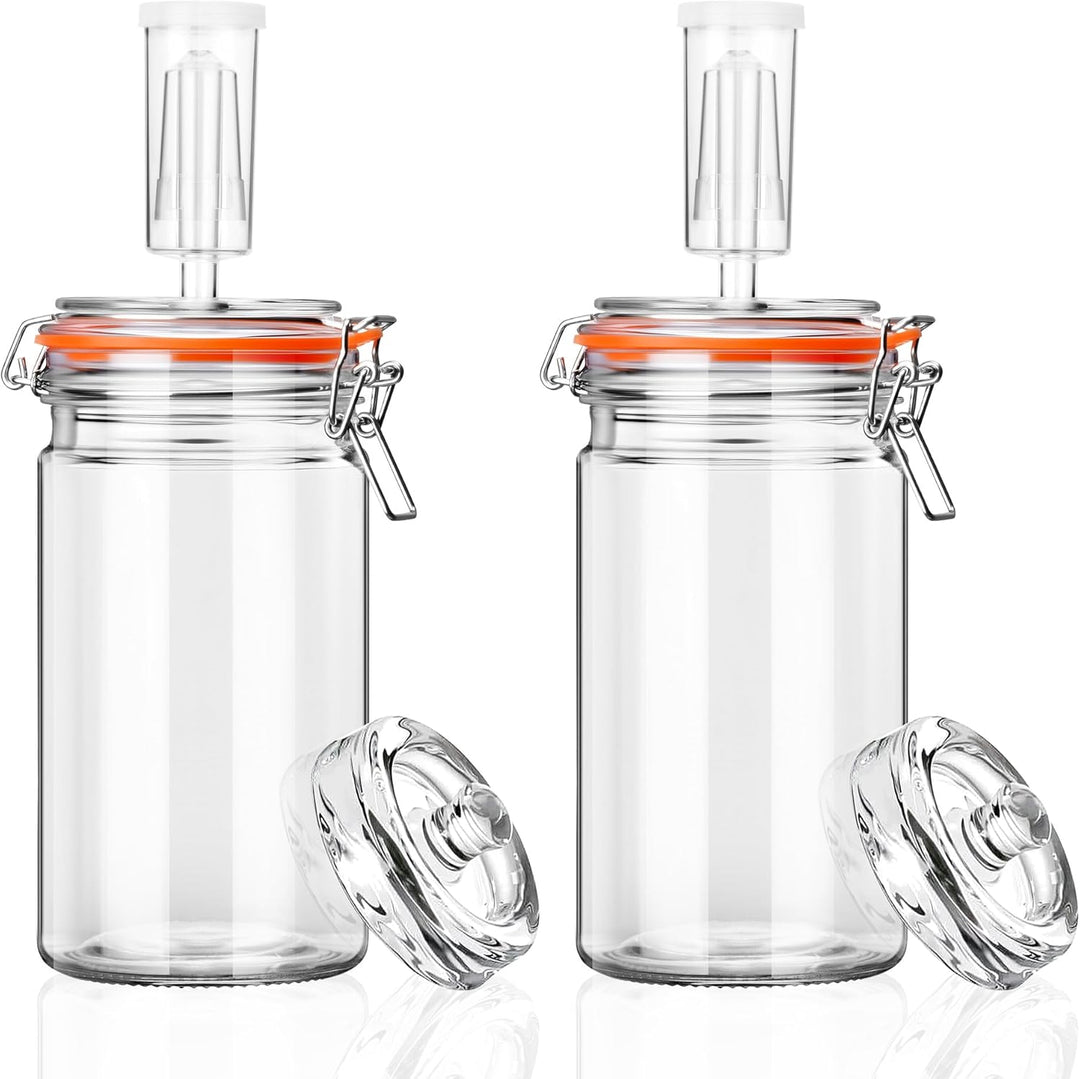 1L Fermentierglas Set mit Gäraufsatz & Gewicht – Fermentationsglas für Sauerkraut, Kimchi, Kombucha,