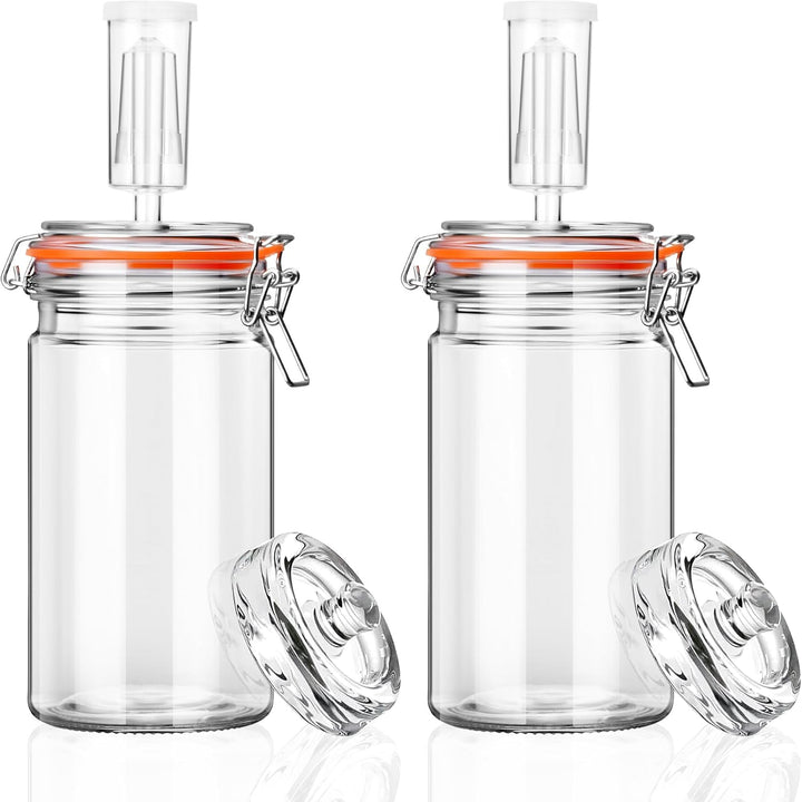 1L Fermentierglas Set mit Gäraufsatz & Gewicht – Fermentationsglas für Sauerkraut, Kimchi, Kombucha,