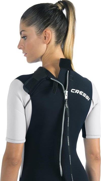 Cressi Med X Lady Shorty 2.5mm - Damen Neopren Shorty Neoprenanzug 2.5 mm XS Schwarz/Weiss/Silber, X