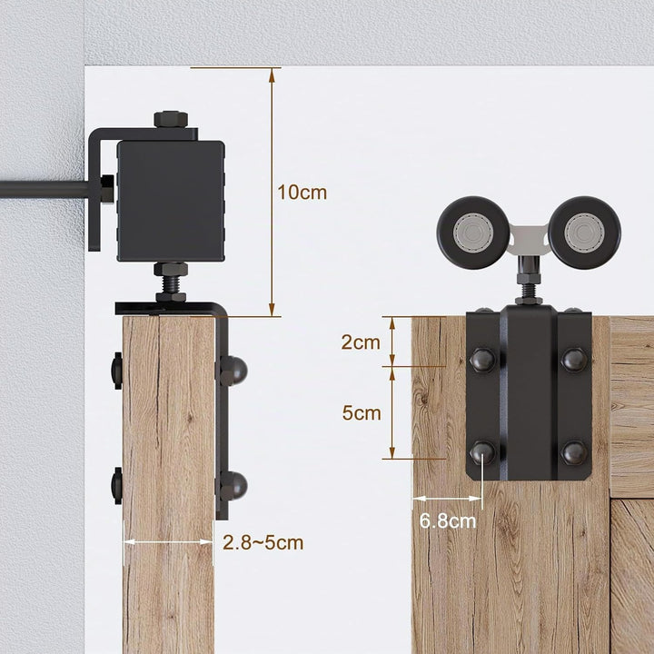 TSMST 6.6FT/200CM Kastenschiene Schiebetürsystem Komplett-Set Aluminiumlegierung Wandhalterung,Schie