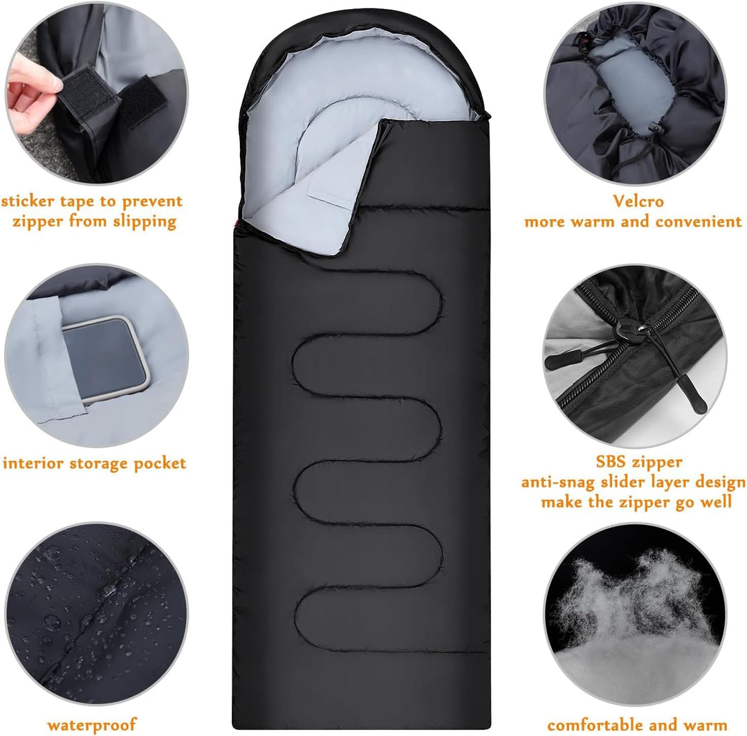 Schlafsack Outdoor für Camping 3 Jahreszeiten Erwachsene Schlafsack, 2 in 1 Funktion Deckenschlafsäc