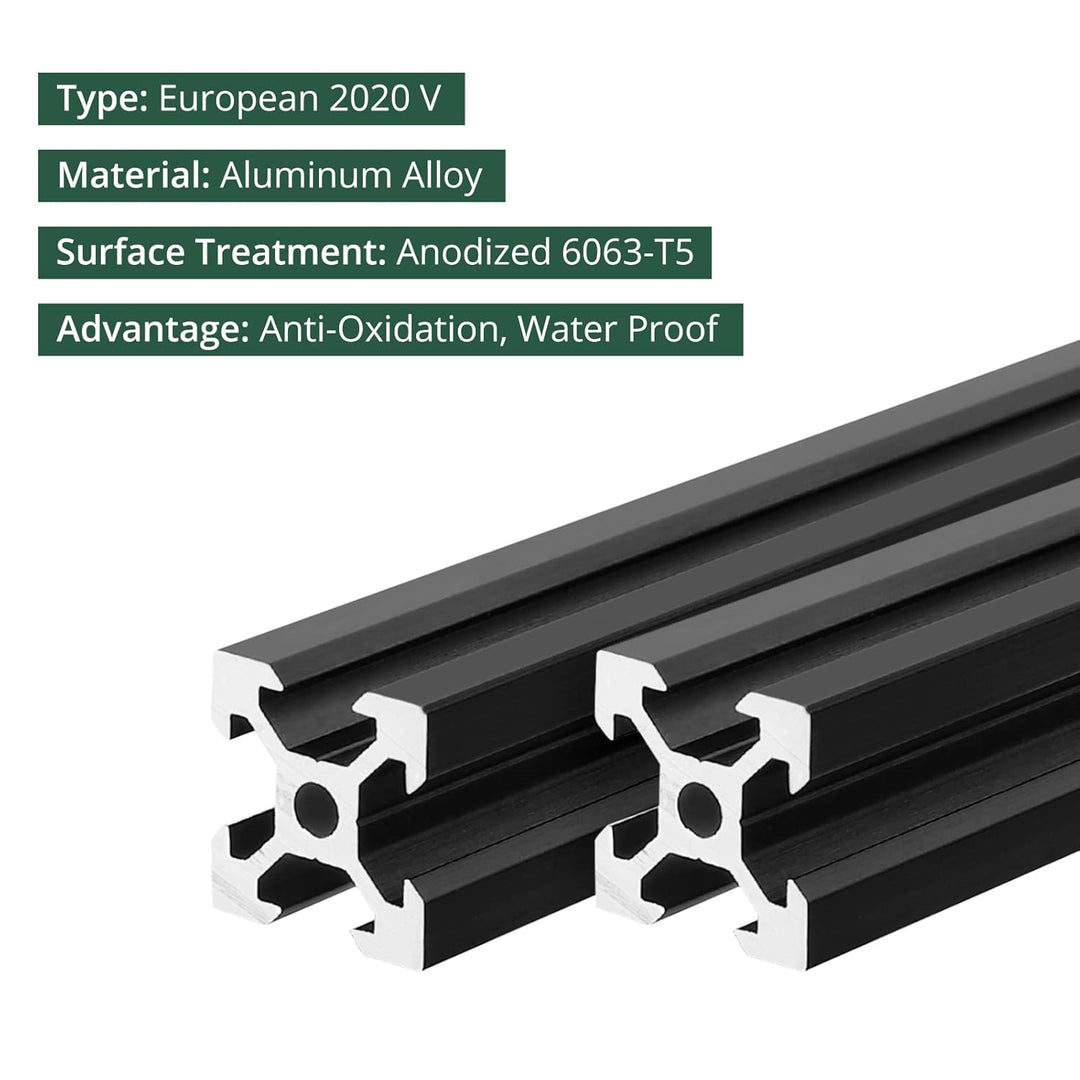 JiGiU 4 Stück 400mm Aluminiumprofil Extrusions 2020 V-Slot Europäischer Standard Norm Eloxierte Line