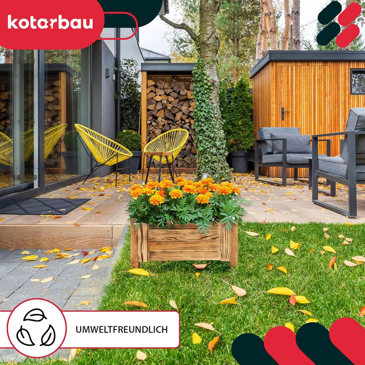 KOTARBAU® Blumenkasten - 50 x 50 x 30 cm - Pflanzkasten mit Vlies - Pflanzkübel gross aussen - Balko