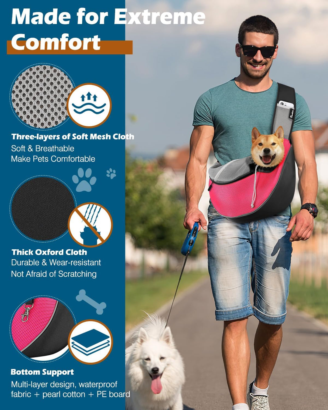 Pawaboo Haustier-Hundetragetasche, Freihändige, Atmungsaktive Mesh-Welpentragetasche, Hundetragetasc