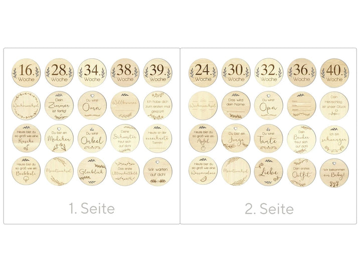 OLGS Holz Baby Meilensteinkarten 40 Meilensteine inkl. Stoffbeutel | Geschenkidee für werdende Mütte