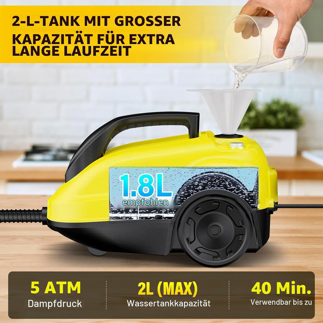 Dampfreiniger Handgerät Dampfdruck: 5 Bar,Leistung: 2000 W,Tank: Max 2 L mit 23 Zubehörteile Dampfre
