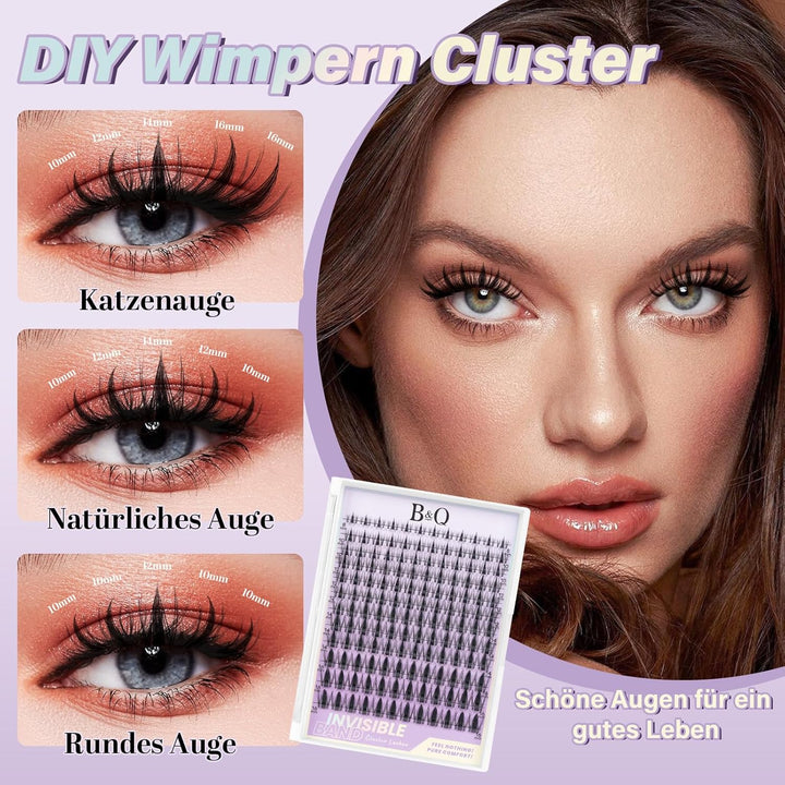 B&Q Lashes Extension Set 144PCS Unsichtbares Band Manga Lash Extension Set 8-16MIX Unsichtbare Wimpe