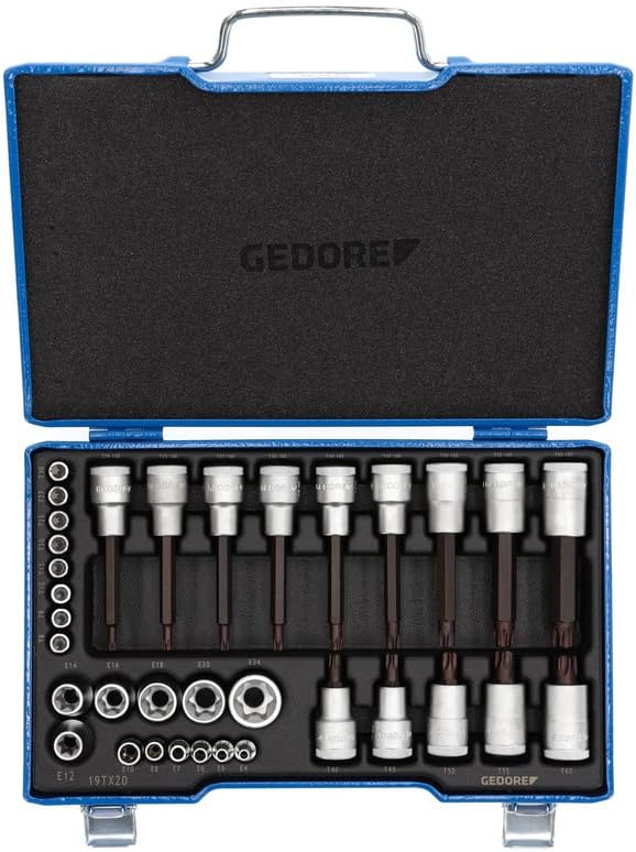 Steckschlüsselsatz 19 TX 20 34-tlg.1/4+1/2 Zoll T8-T60/E4-E24 GEDORE