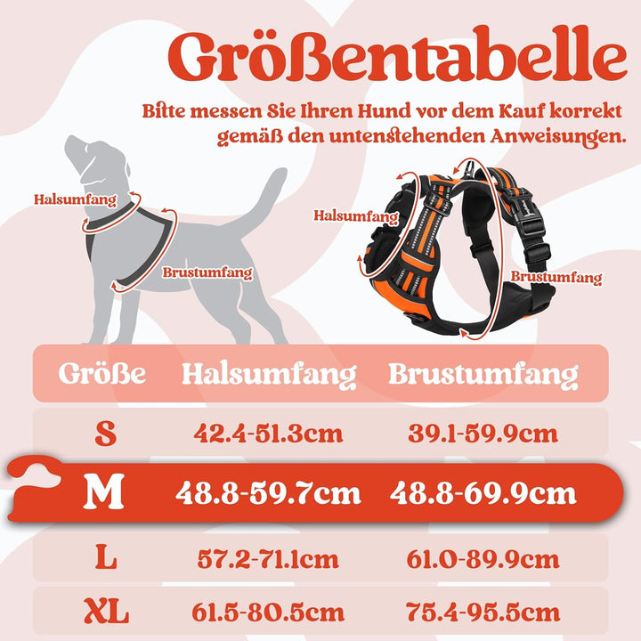rabbitgoo Hundegeschirr Mittelgrosse Hunde, Verstellbare Geschirr Hund ohne Zug & Würgen, Anti Zug H
