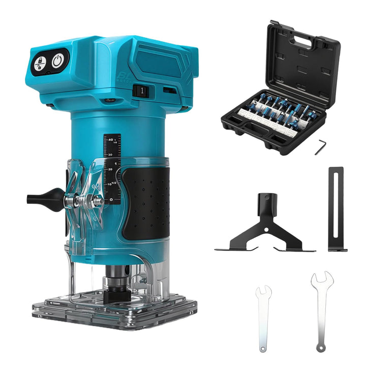 Akku Oberfräse kompatibel mit Makita 18V-Akku (ohne Akku), 800 W bürstenloser Holztrimmer mit 10000–