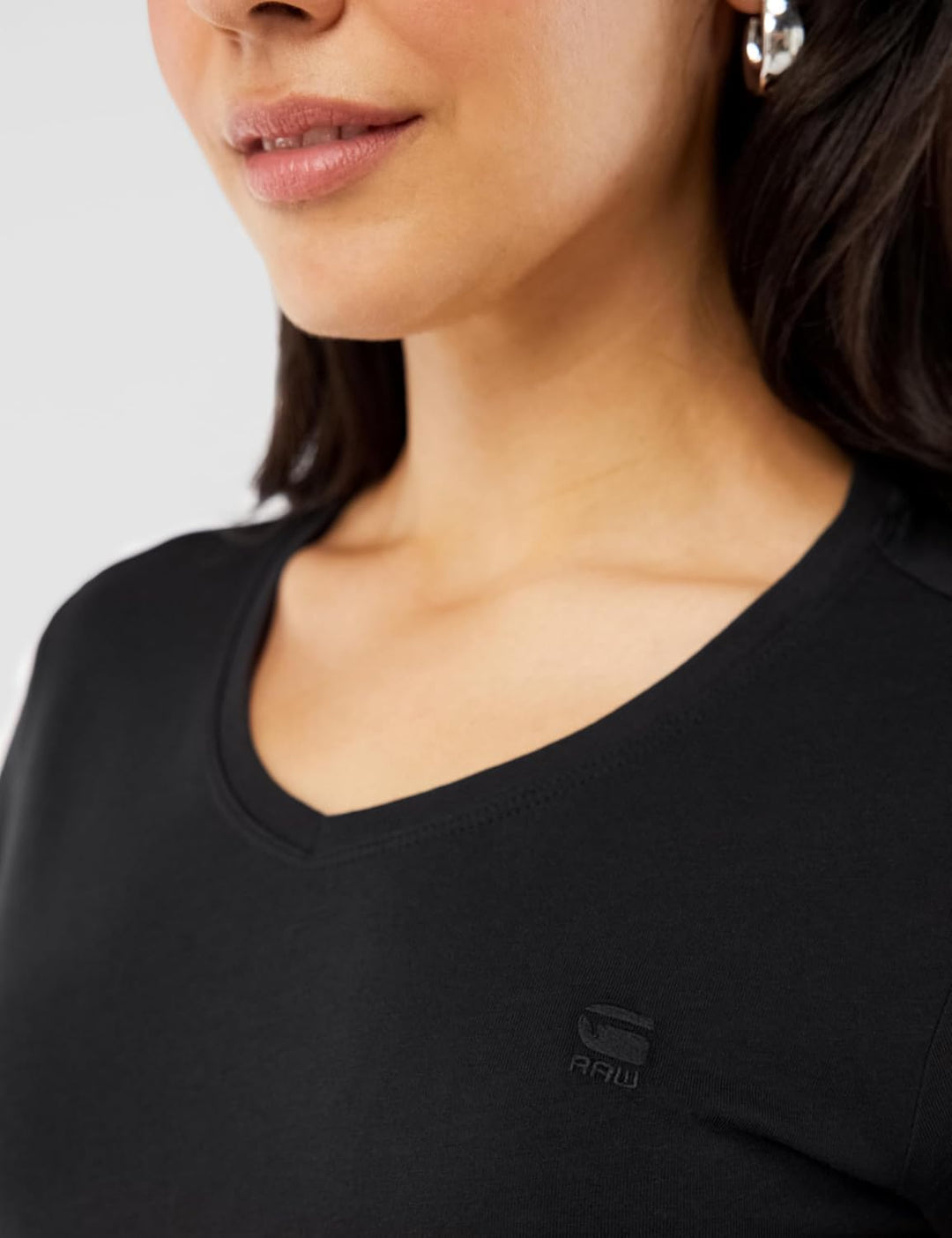 G-Star Damen Eyben Slim V-Neck Top 2.0 XS Schwarz (Dk Black D24533-4107-6484), XS Schwarz (Dk Black