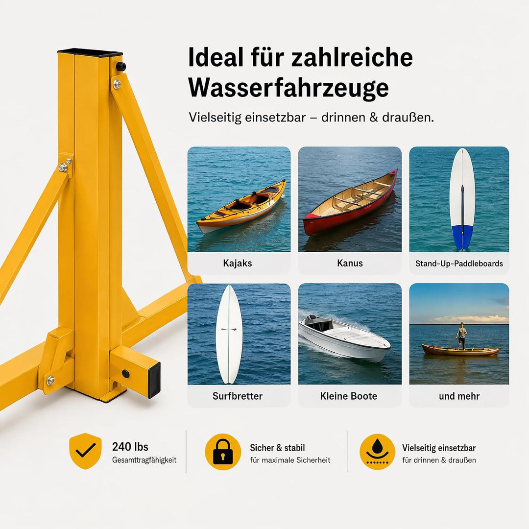 2er-Pack Kajakständer, 73x62,3x142cm Freistehender Kajak-Lagerungsregal Faltbarer Kajak-Bodenaufbewa