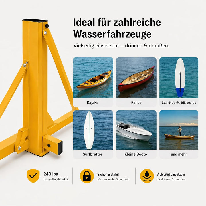 2er-Pack Kajakständer, 73x62,3x142cm Freistehender Kajak-Lagerungsregal Faltbarer Kajak-Bodenaufbewa