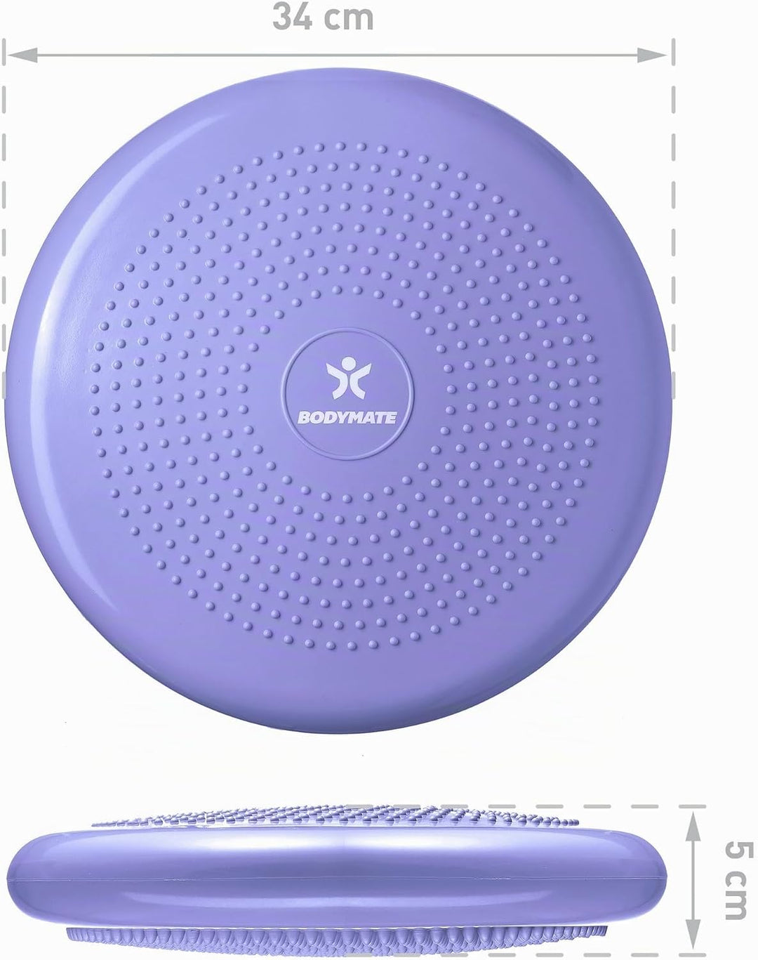 BODYMATE Balance Kissen mit Pumpe, Ø 34 cm | Propriozeptives Kissen, instabiles Kissen, aufblasbares