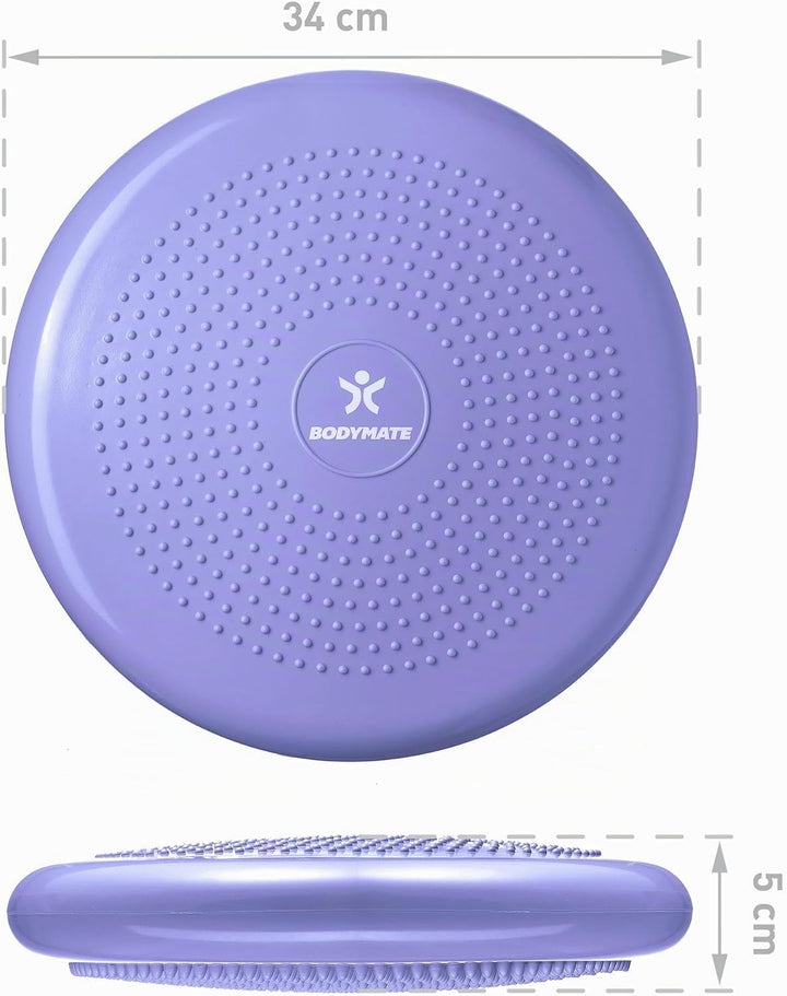 BODYMATE Balance Kissen mit Pumpe, Ø 34 cm | Propriozeptives Kissen, instabiles Kissen, aufblasbares