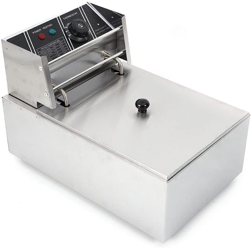 Edelstahl Elektrische Friteuse 6L 2500W Profi Küche Kaltzonen Fritteuse - Ideal für Pommes Frites, Z